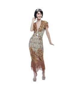 20er Jahre Gatsby Paillettenkleid Gold