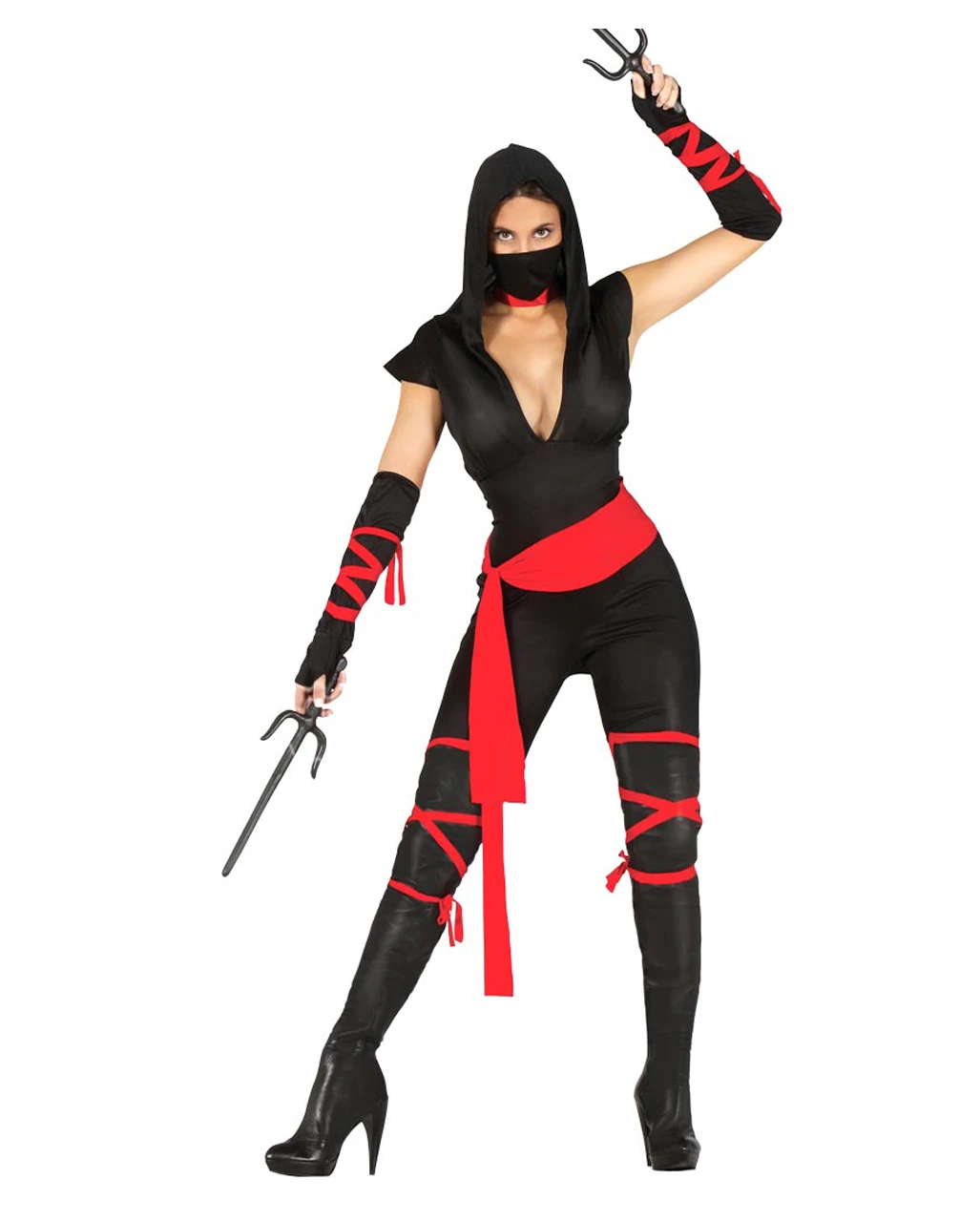 Black Ninja Warrior Lady Kostüm 3 Black Ninja Warrior Lady Kostüm