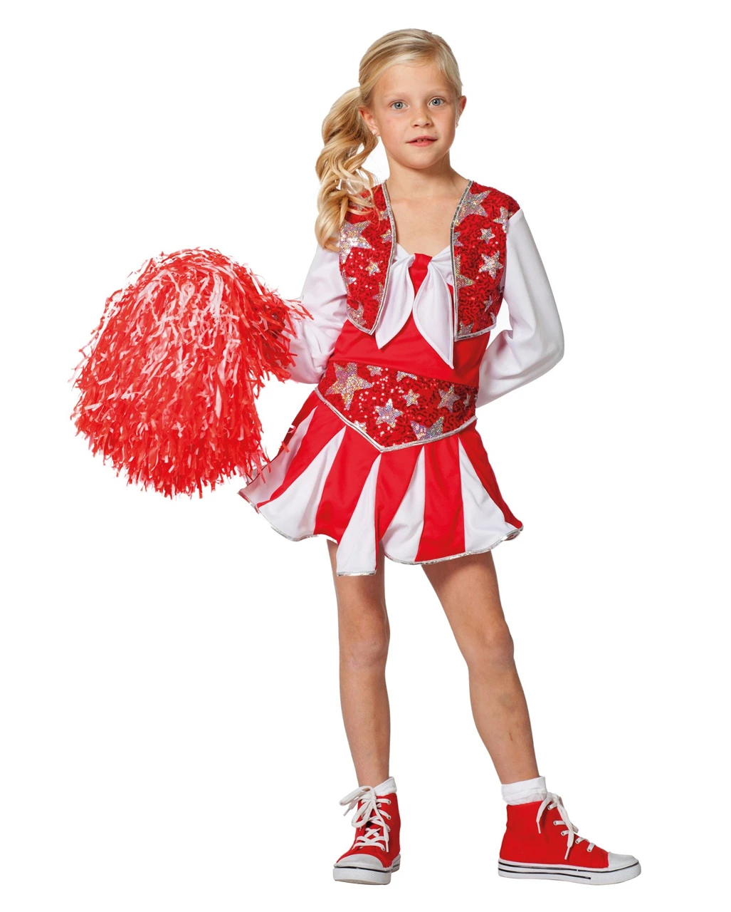 Cheerleader Kinderkostüm Rot 3 Cheerleader Kinderkostüm Rot