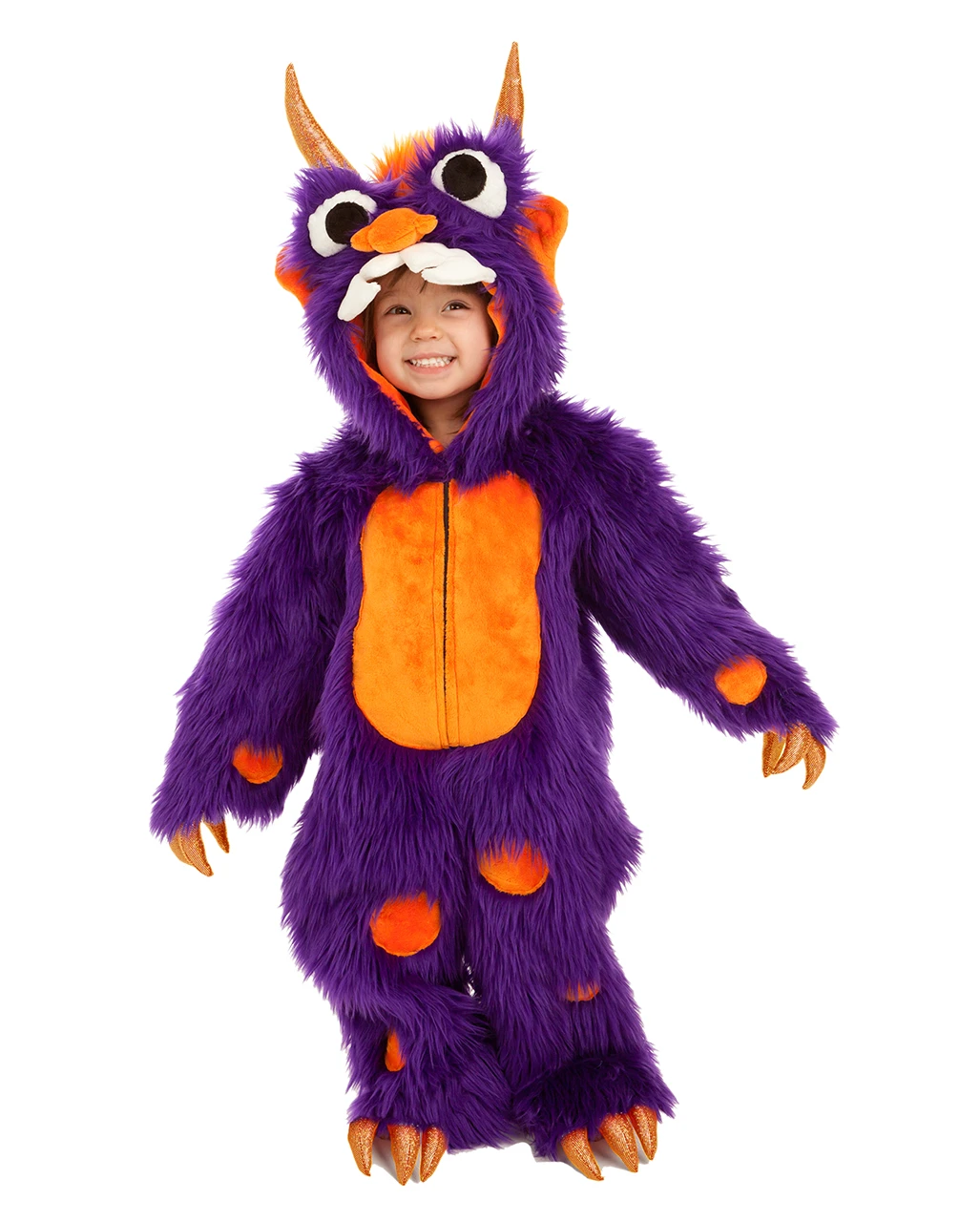 Flauschiges Monster Kinderkostüm Lila 3 Flauschiges Monster Kinderkostüm Lila