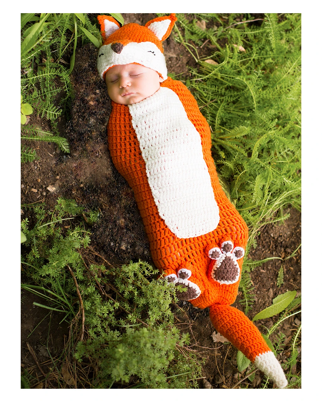 Gehäkelter Fuchs Baby Kostümsack 4 Gehäkelter Fuchs Baby Kostümsack – Bild 2