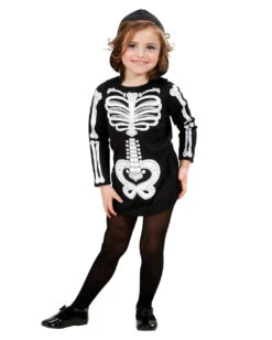 Glamour Skelett Mädchenkostüm -Halo Verkäufe glamour skelett maedchenkostuem glamour skeleton girl costume halloween kleinkinderkostuem 52056 02