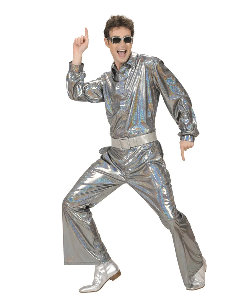 Glitzer Discohemd Silber 5 Glitzer Discohemd Silber – Bild 3