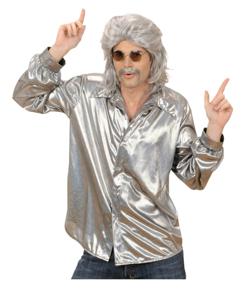 Glitzer Discohemd Silber 7 Glitzer Discohemd Silber – Bild 5