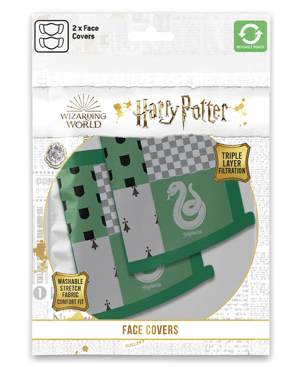 Harry Potter Slytherin Alltagsmaske 2 St. 4 Harry Potter Slytherin Alltagsmaske 2 St. – Bild 2