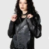 KILLSTAR Craniocaudal Biker Jacke -Halo Verkäufe killstar craniocaudal biker jacke killstar kleidung gothic lederjacke gothic mode gothic accessoires und geschenkartikel 53963