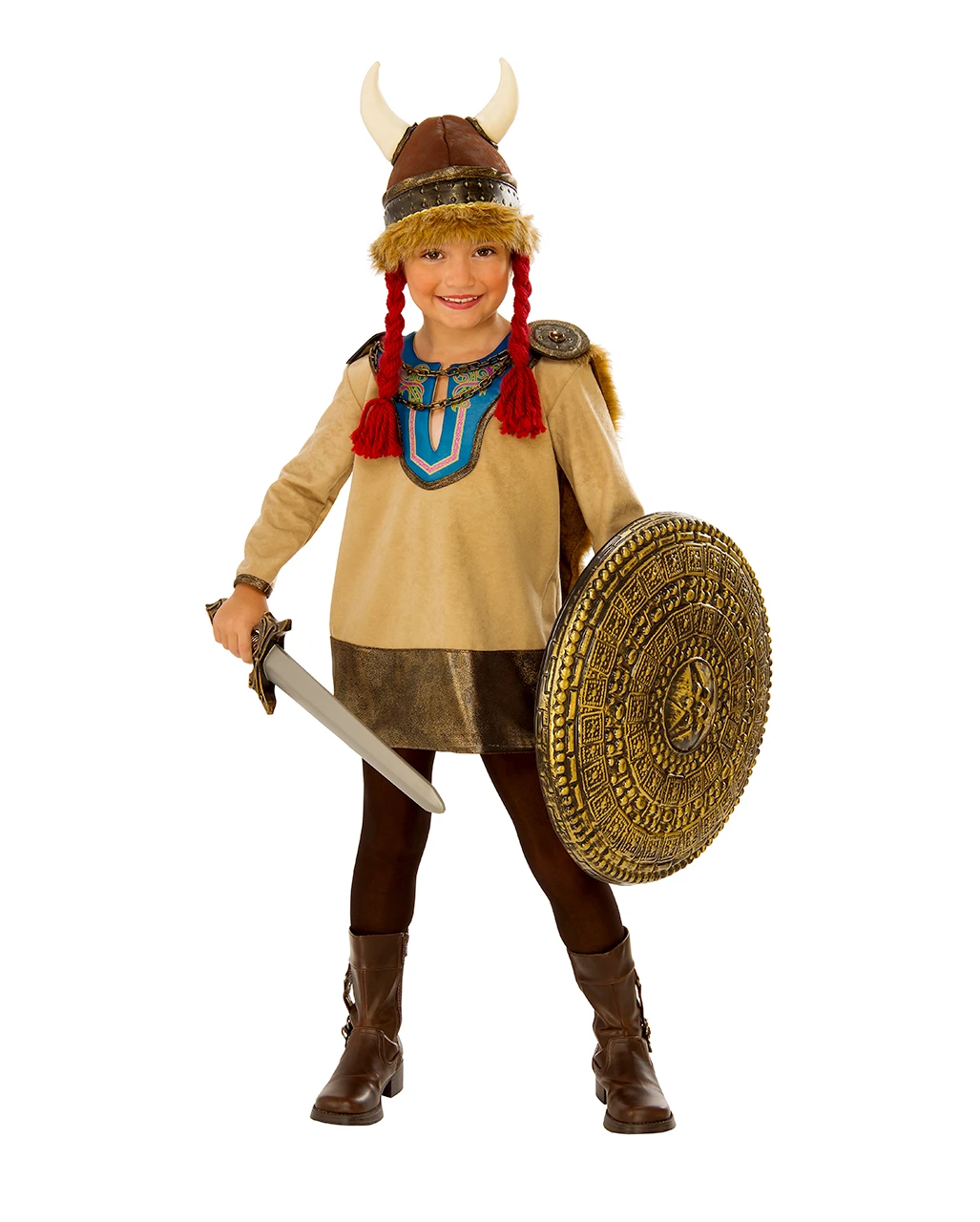 Kleine Vikingerin Kinder Kostüm Mit Hörnerhelm 3 Kleine Vikingerin Kinder Kostüm Mit Hörnerhelm
