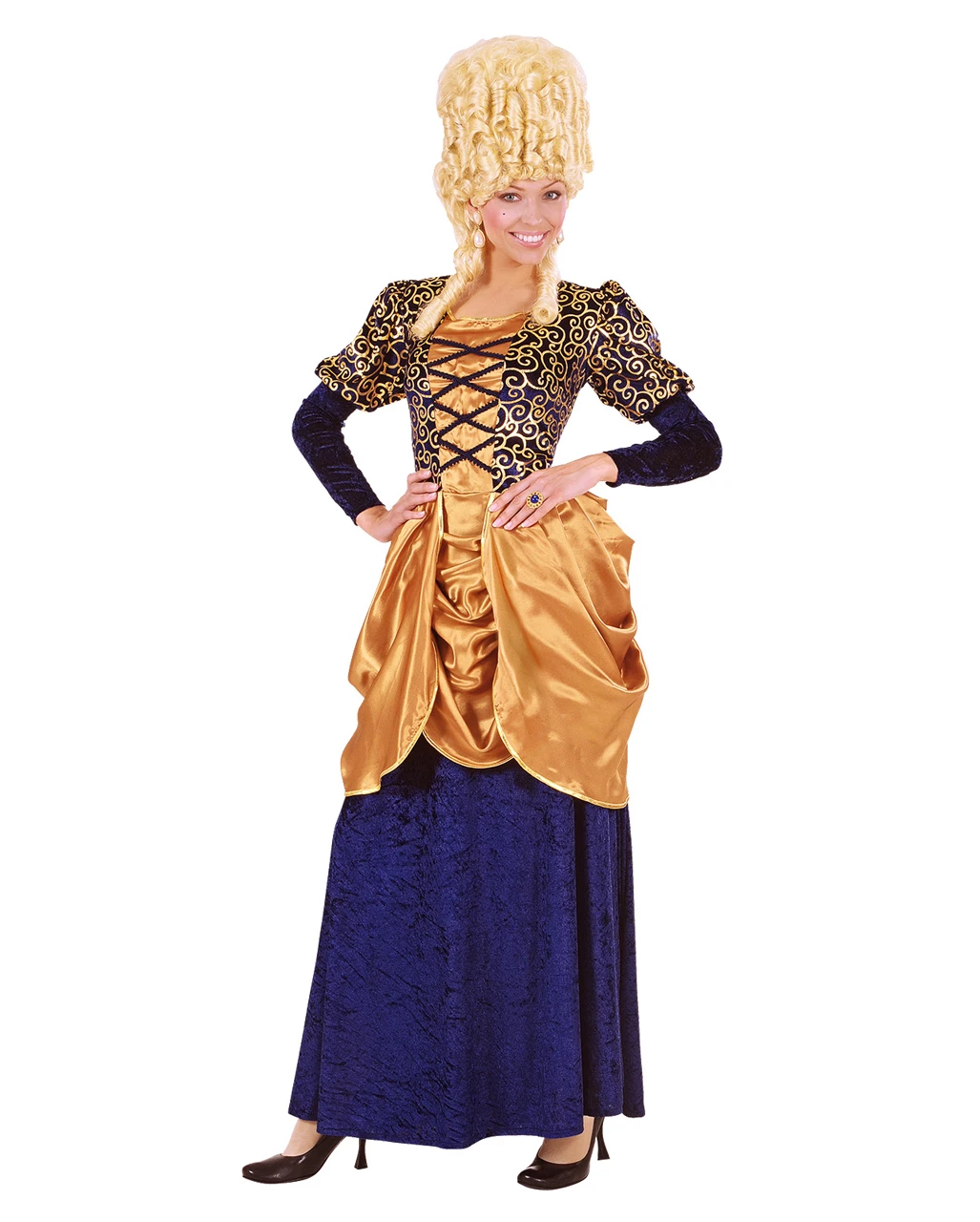 Marquise Kostüm Blau/gold XL 3 Marquise Kostüm Blau/gold XL