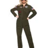 Top Gun Jet Pilot Damen Kostümanzug -Halo Verkäufe top gun jet pilot damen kostuemanzug top gun womens pilot jumpsuit kampfjet pilot airforce verkleidung 54387 2