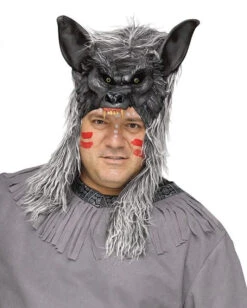 Wolfs Krieger Herrenkostüm Plus Size -Halo Verkäufe wolfs krieger kostuem mit wolfs maske wolfs indian costume with wolf mask 25808 ps 03